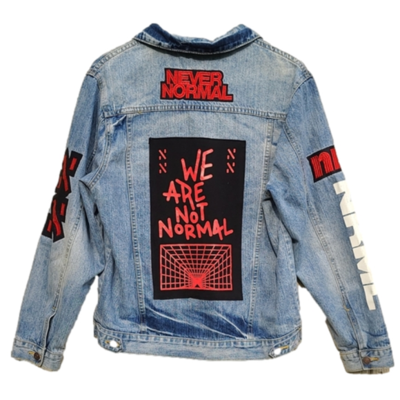 Sam Goldbach Jackets & Blazers - HP🎉 Sam Goldbach We Are Not Normal Never Normal Graphic Denim Jacket